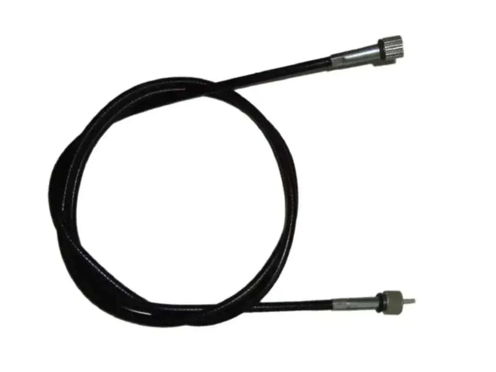 Black speedometer cable with metal fittings on both ends, 5.5 in