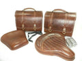Brown Leather Saddle Bag Front Rear Seat FOR Royal Enfield Classic C5 - bestsparestore