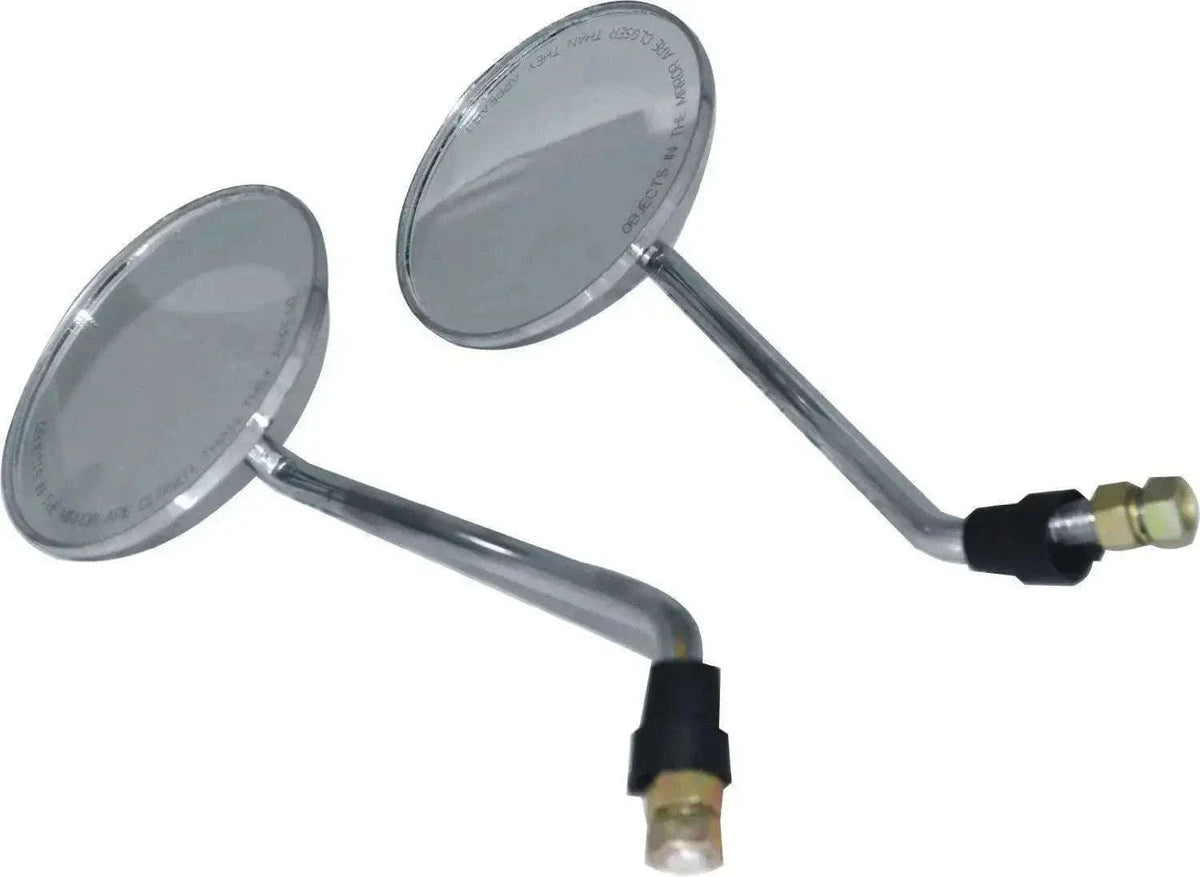 Round chrome side mirror set with two circular mirror heads and stems