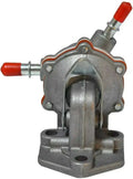 Fuel lift pump with metal housing and red inlet/outlet fittings