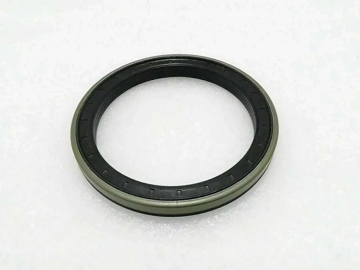 Piston seal ring with black rubber lip and green outer body