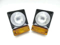 Front headlight set with amber indicator lenses, pair of square lamps