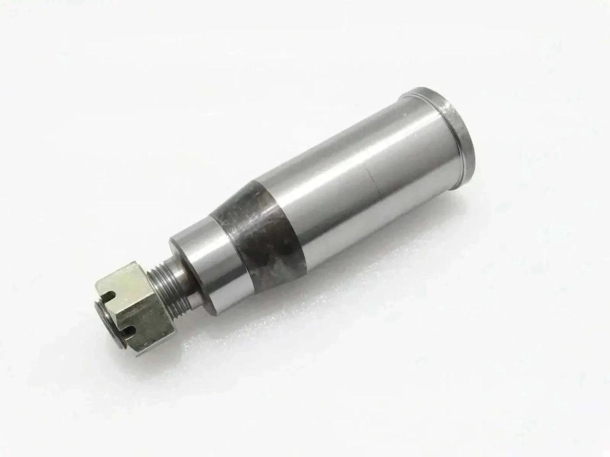 JCB stub axle with nut, metallic cylindrical shaft with threaded end