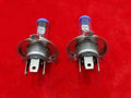 H4 halogen conversion light bulbs with metal base, two-pack, clear glass cap