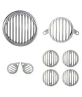 Round metal head rear pilot indicator light protector grille set, multi-piece