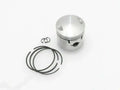 Engine piston assembly with piston rings, silver