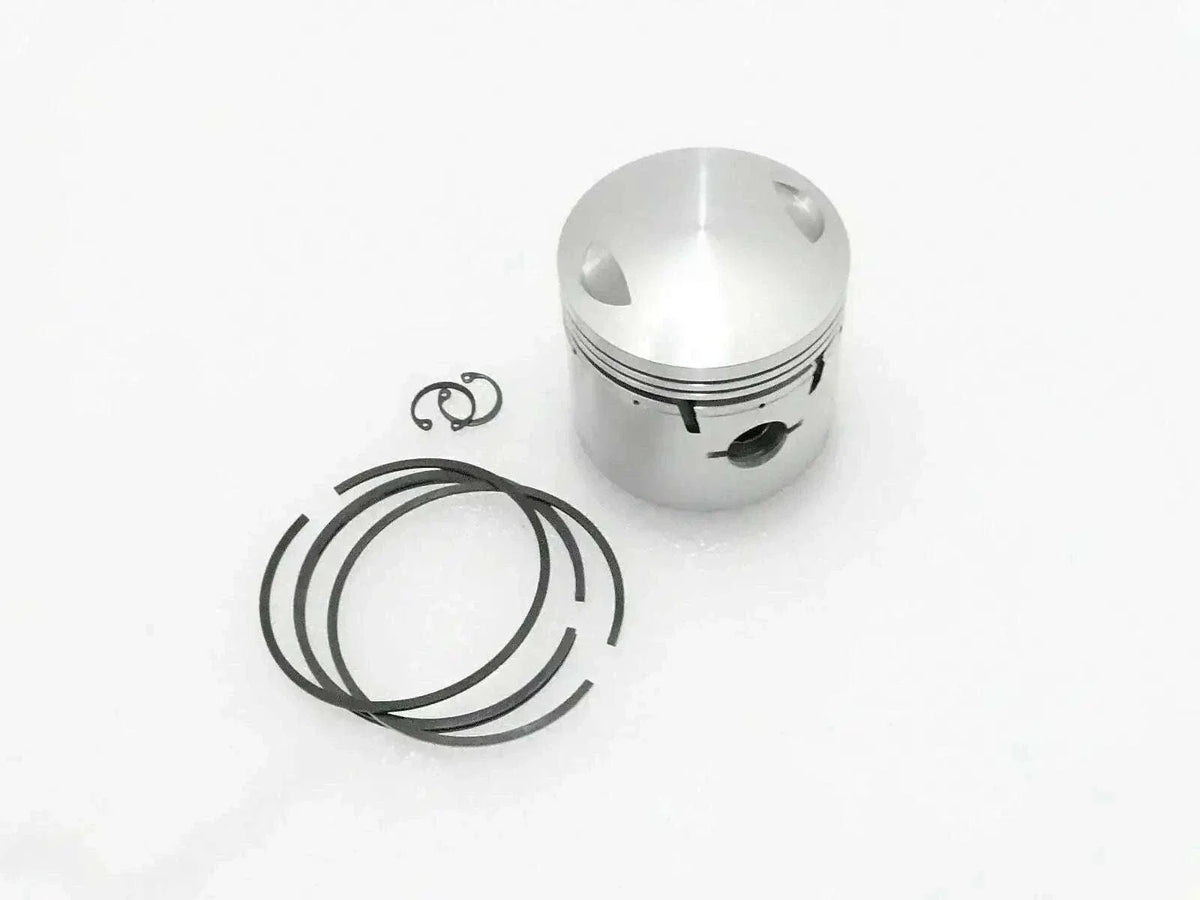 Engine piston assembly with piston rings, silver