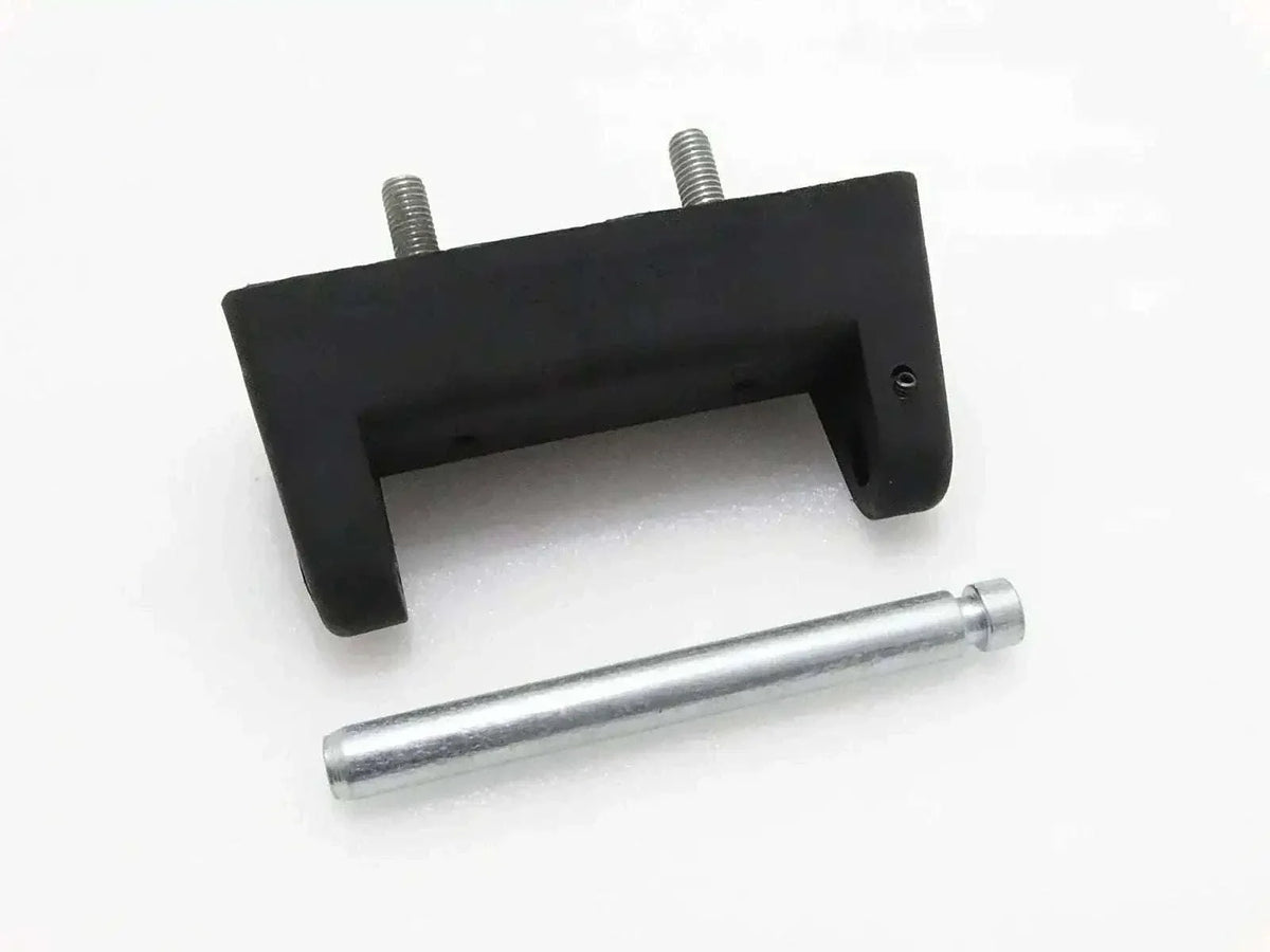 Black hinge block assembly with bolts and steel pin shaft