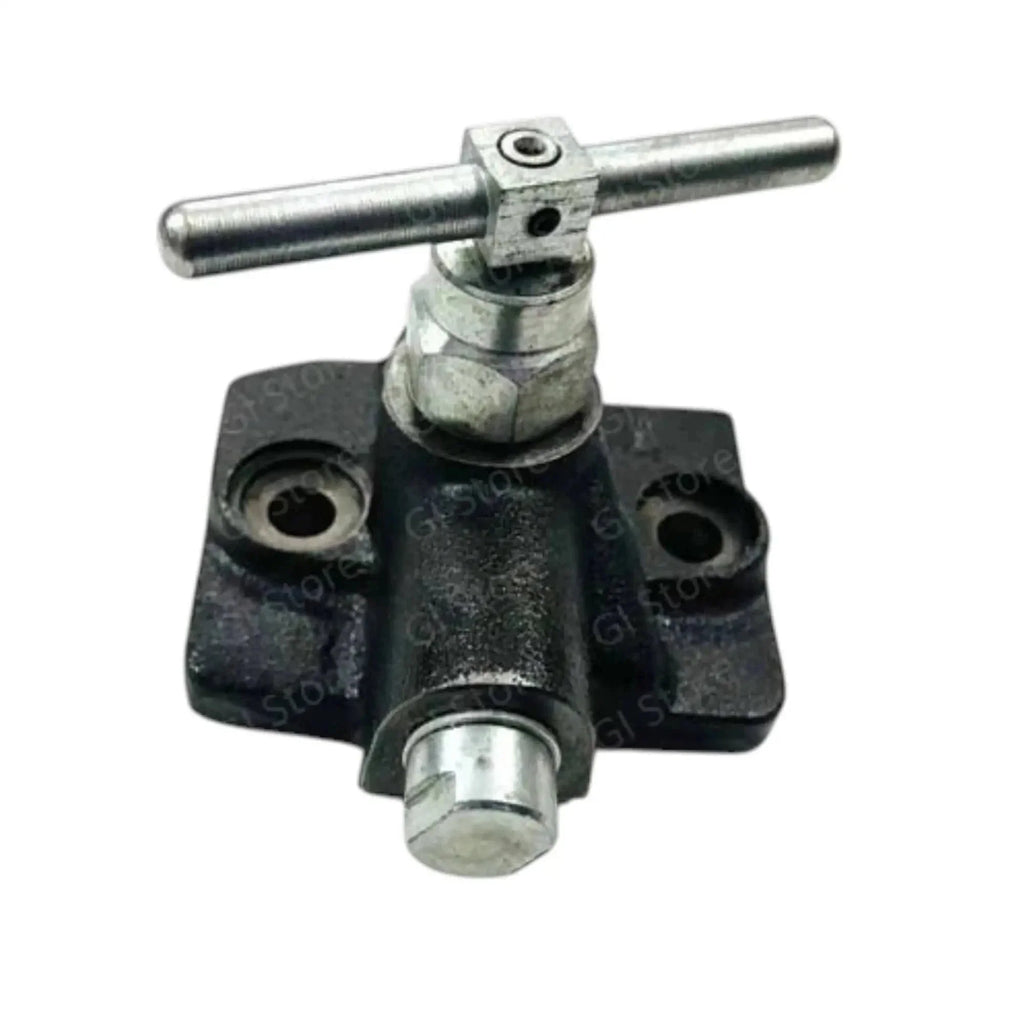 Hydraulic valve lock with chrome lever, dark cast housing, side ports
