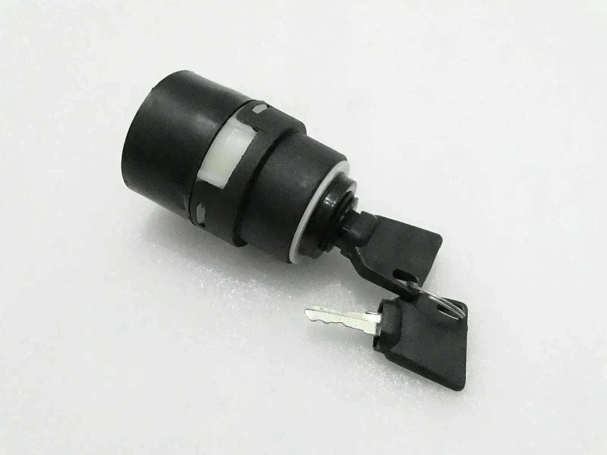 Ignition switch with two keys, black housing and silver cylinder