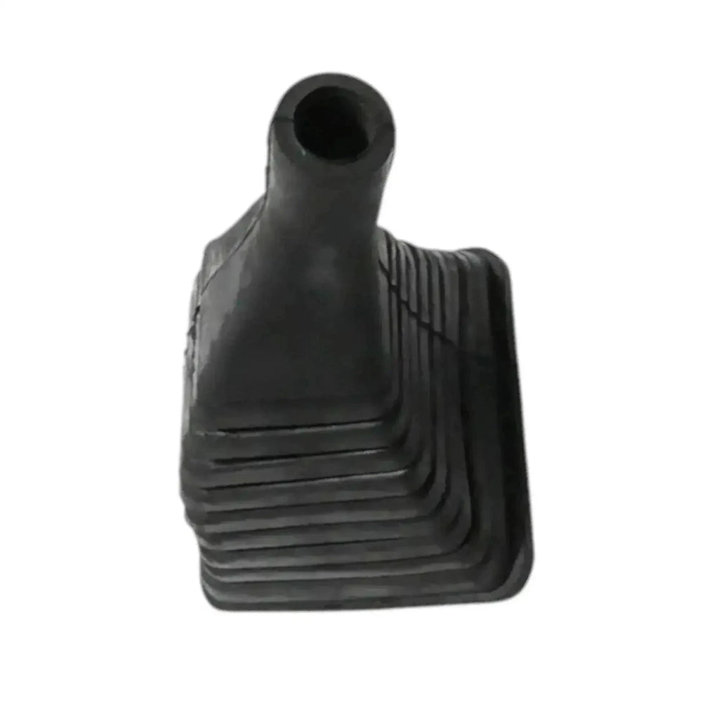 Black rubber excavator control gaiter boot with vertical ribbing and round top opening