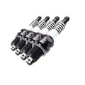 John Deere tractor spark plugs set with black hex bodies and silver insulators