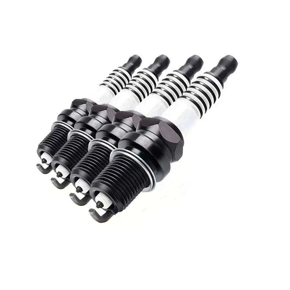 John Deere tractor spark plugs set with black hex bodies and silver insulators