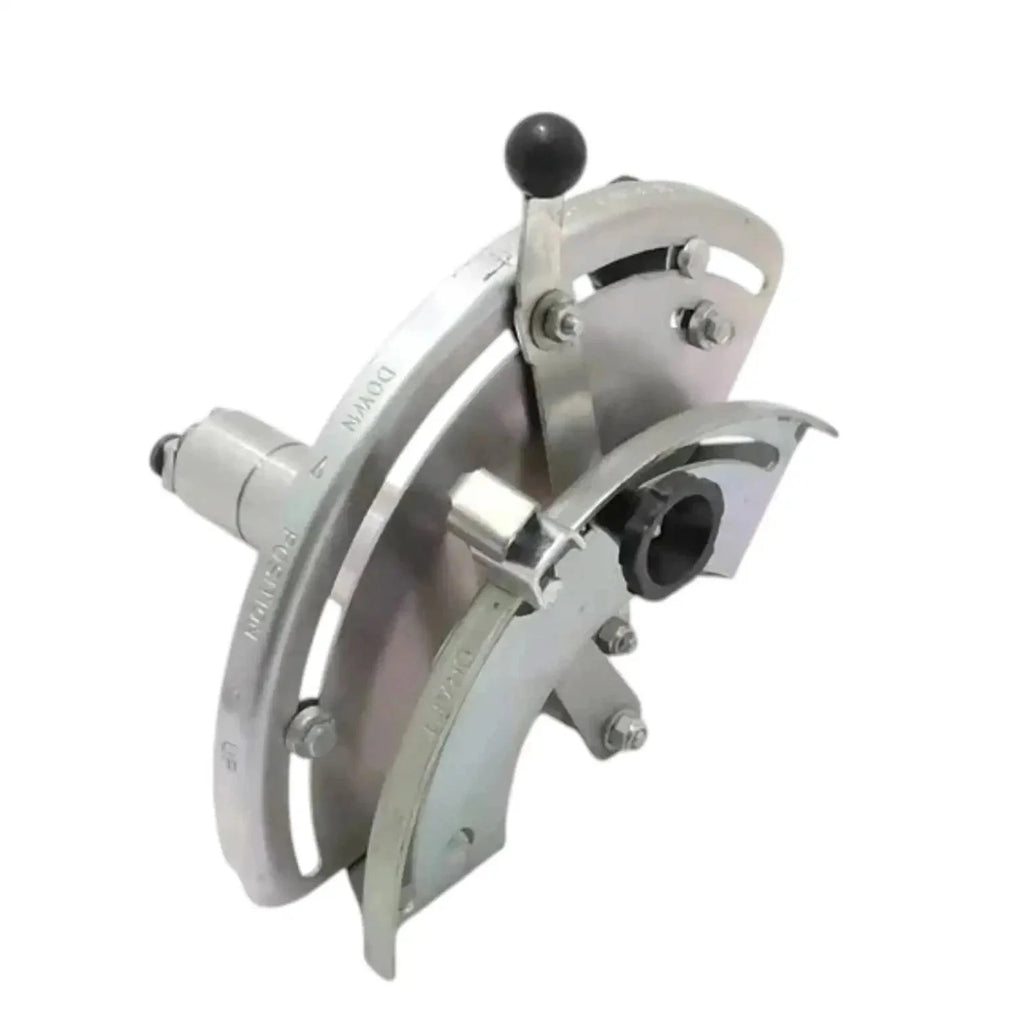 Hydraulic lift control quadrant assembly with round hand lever and mounting plate
