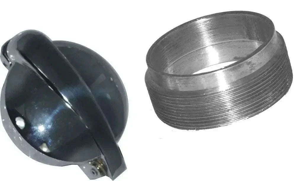 Tank fuel flip cap with filler neck, stainless steel, designed for portable petrol tank applications