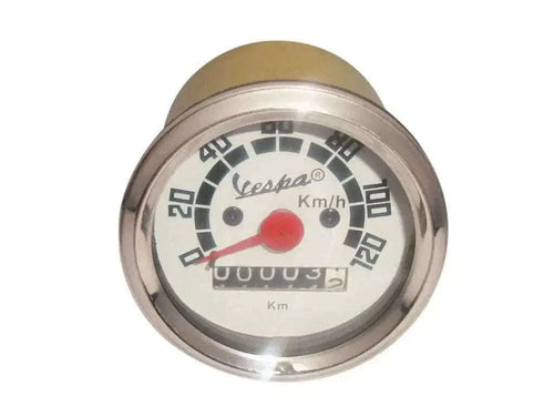 New 0-120 Kmph White Face Speedometer for Vespa Best Spare Store