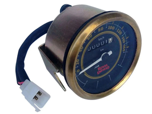 New 0-160 KMPH Royal Enfield Classic Black Face Speedometer Brass Bezel Best Spare Store