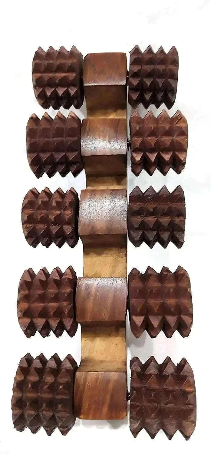 New 8 Roller Accupressure Brown Wooden Hand Roller Best Spare Store