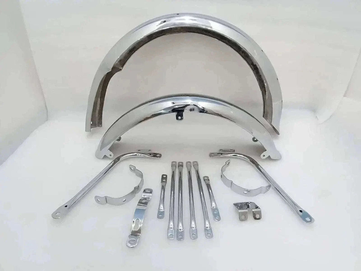 New BSA A7 10 SUPERROCKET GOLDSTAR CHROMED MUDGUARD SET & STAYS (PRE-DRILLED) Best Spare Store