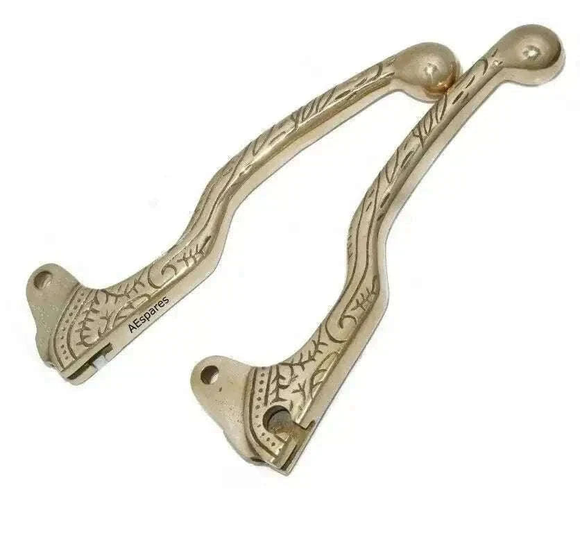 New Clutch & Brake Lever Set Engraved Brass For Royal Enfield Classic Best Spare Store