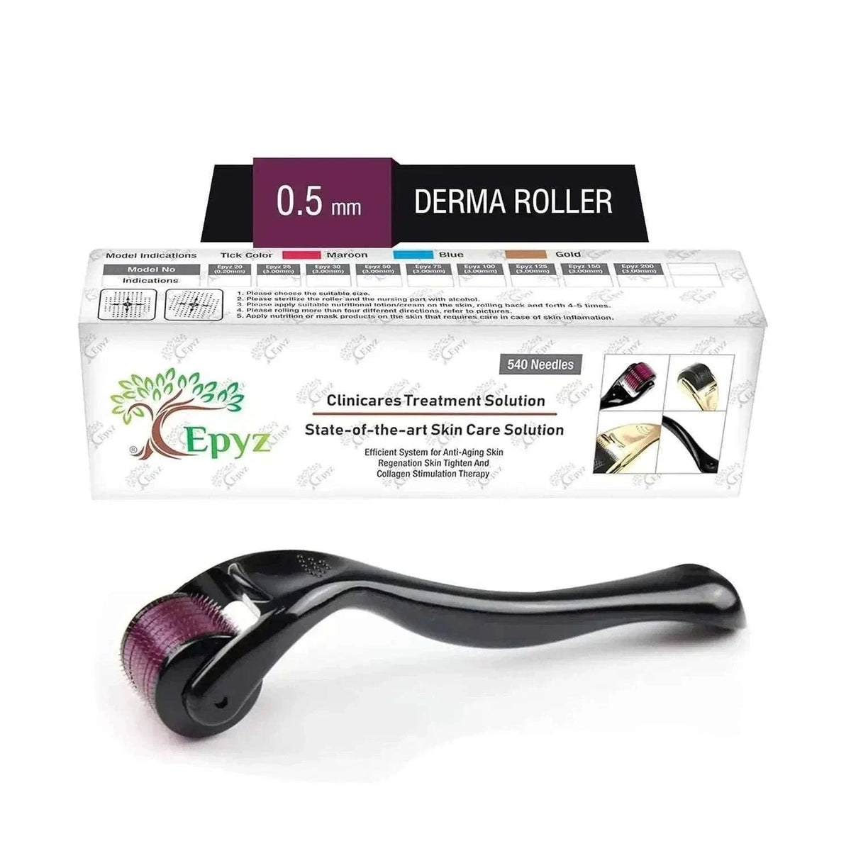 New Derma Roller with 540 Titanium Needles (0.5mm, Black) Best Spare Store
