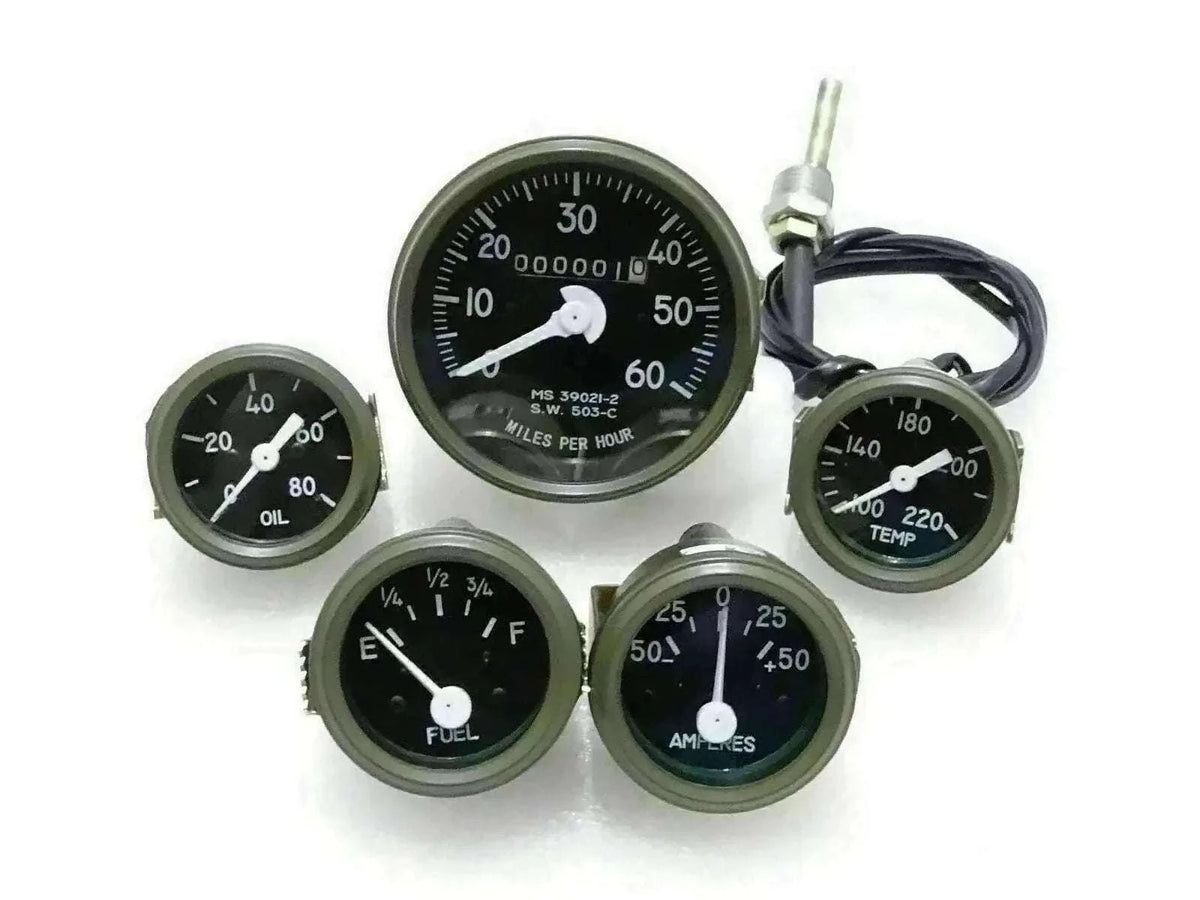 New Fit For Willys Jeep Green Bezel Speedometer Gauge Set Best Spare Store