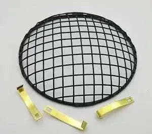 New Fits Royal Enfield 7 inch Mesh Protractive Headlight Grill Black Coated clip Best Spare Store