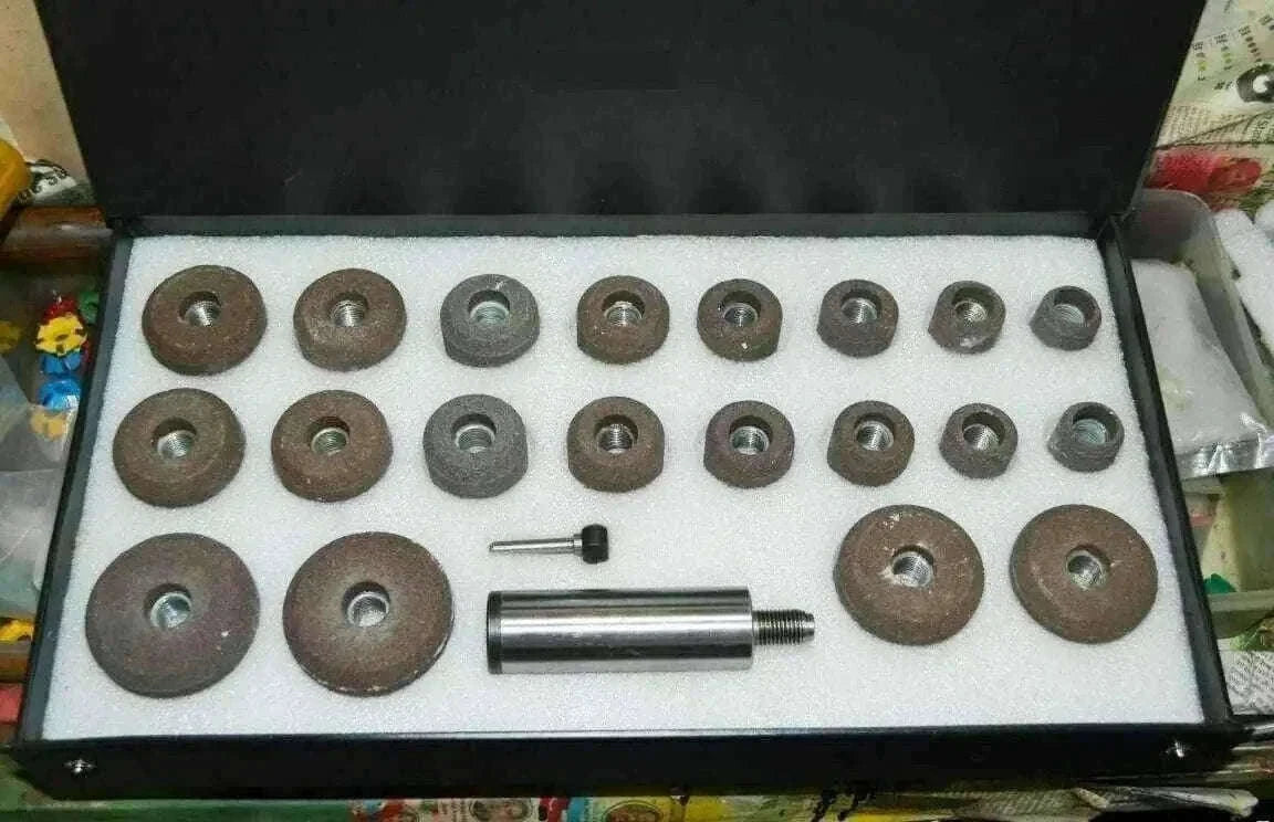 New Grey Valve Seat Grinding Stones Set - 20 PCS with Holder Best Spare Store
