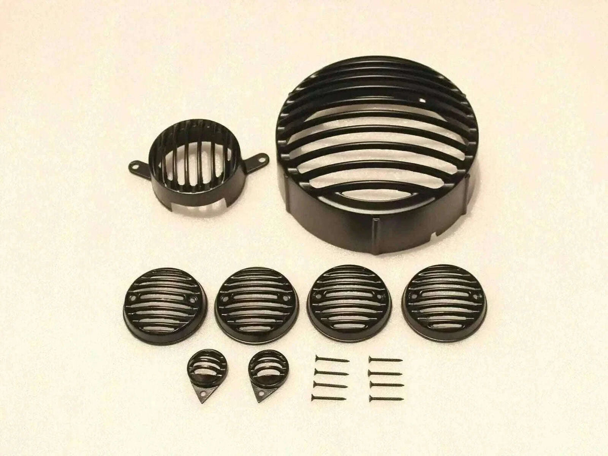 New Headlight Grill Set Black Powder Coated Fits Royal Enfield Classic Best Spare Store