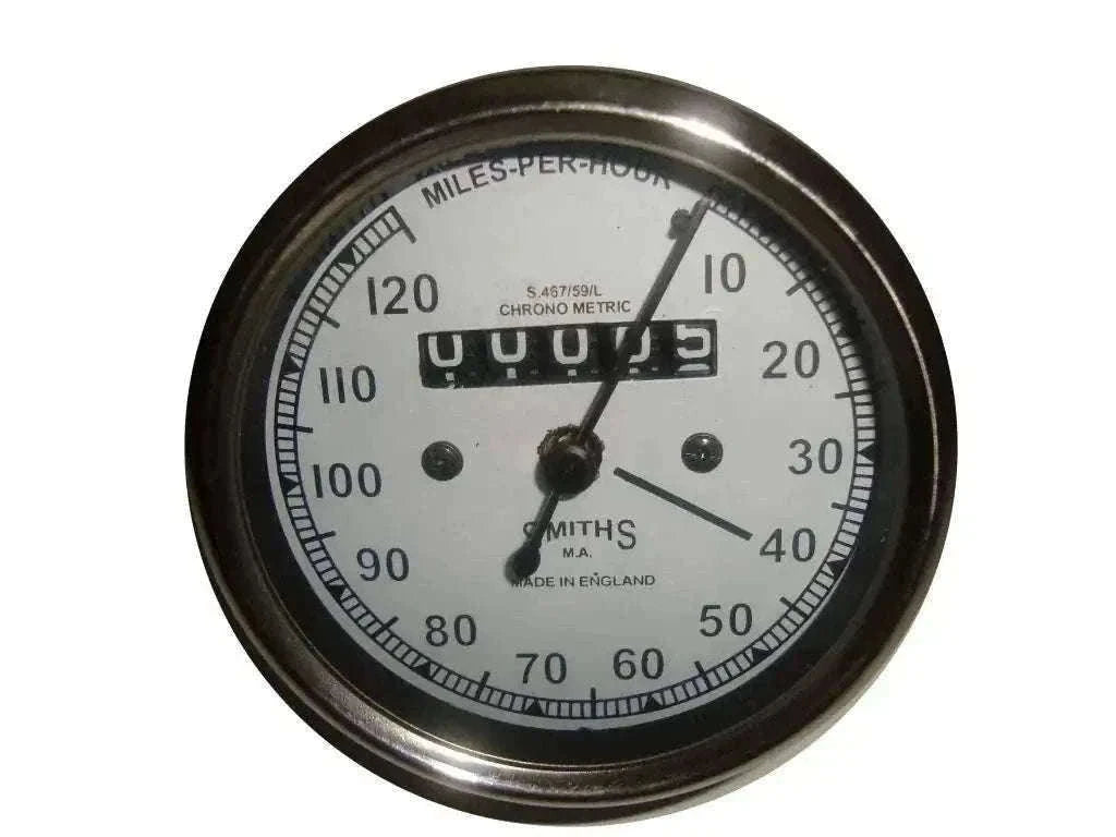 New Replica Smiths Speedometer 0-120 MPH With White Face For Royal Enfield Best Spare Store