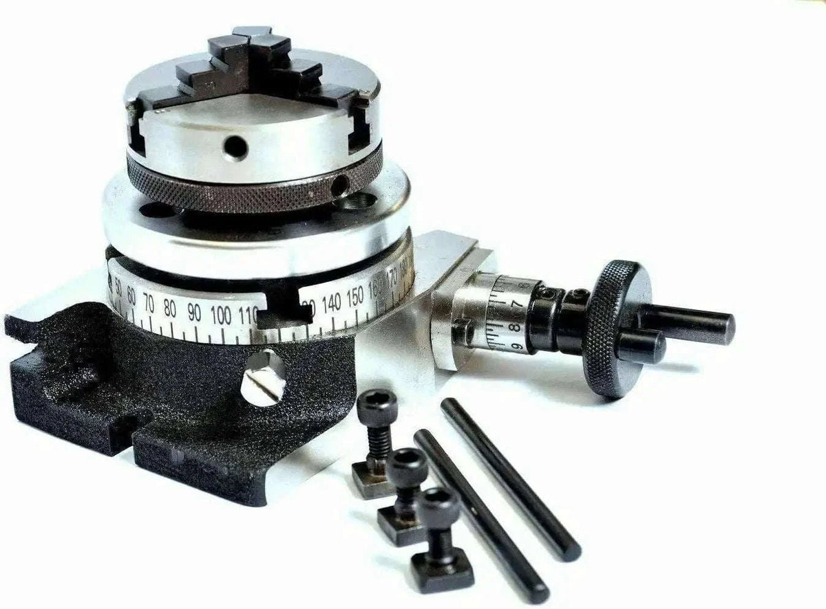 New Rotary Table 4/100mm With 50mm Mini Scroll Lathe Chuck Backplate Best Spare Store