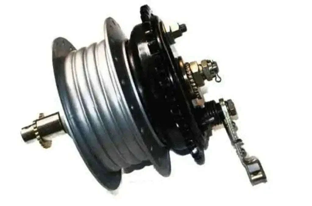 New ROYAL ENFIELD COMPLETE REAR WHEEL HUB + BRAKE SYSTEM + BEARINGS + AXLE Best Spare Store