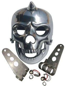 New Single Horn Skull Headlight Case Aluminium+Fittings For Enfield/Harley Bikes Best Spare Store