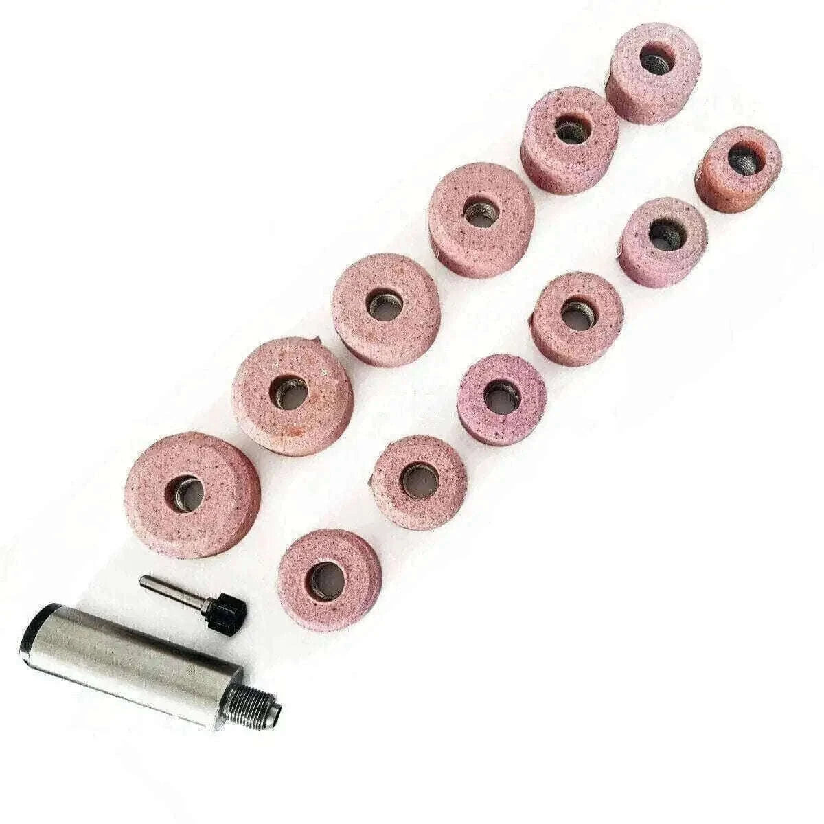 New Sioux Valve Seat Pink Grinding Wheels Set 12 Pcs Stone with 11/16'' Holder Best Spare Store
