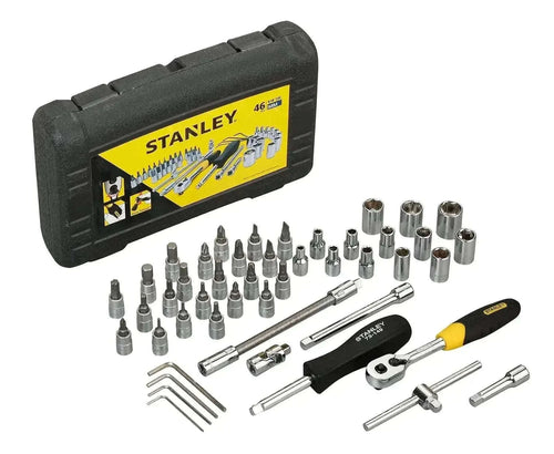 New Stanley 46-Piece 1/4 Drive Metric Socket Set Best Quality Best Spare Store