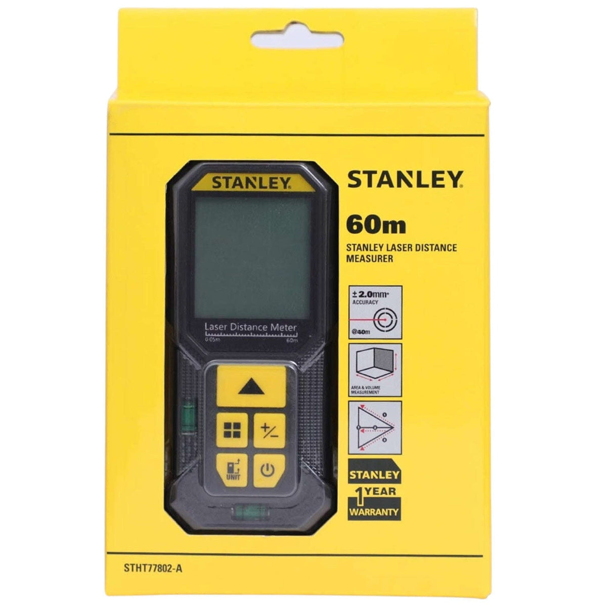 New STANLEY STHT77802-A Professional Black Laser Distance Meter - 60 M, ±2.0mm Accuracy Best Spare Store