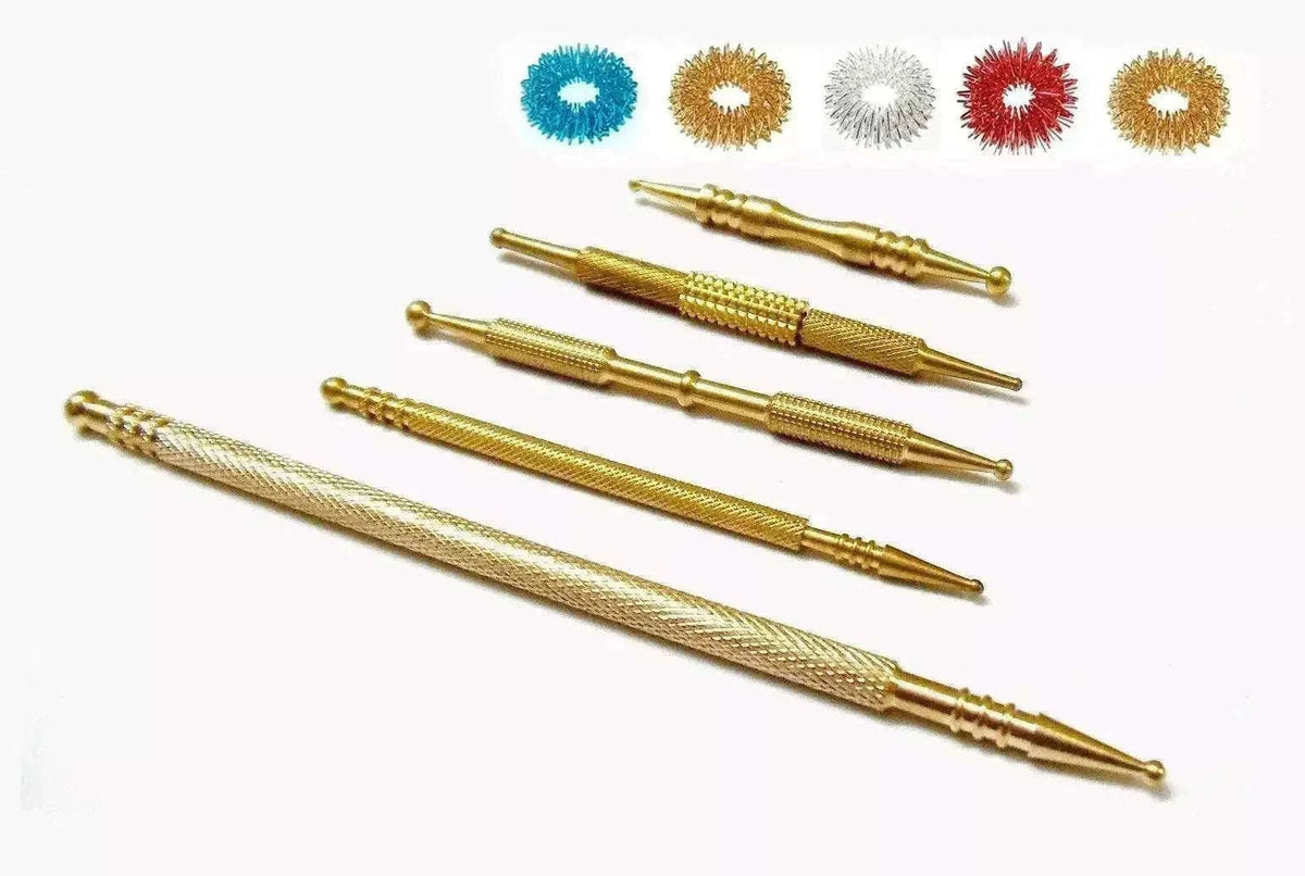 New Sujok Probe Acupressure Brass Diagnostic Roller Set with Free Rings Best Spare Store