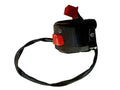 Right-side motorcycle switch module with black housing and red button