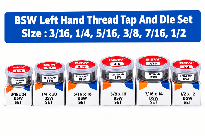 New Tap and Die Set BSW Left Hand Thread 3/16,1/4, 5/16,3/8,7/16,1/2 English Thread Best Spare Store