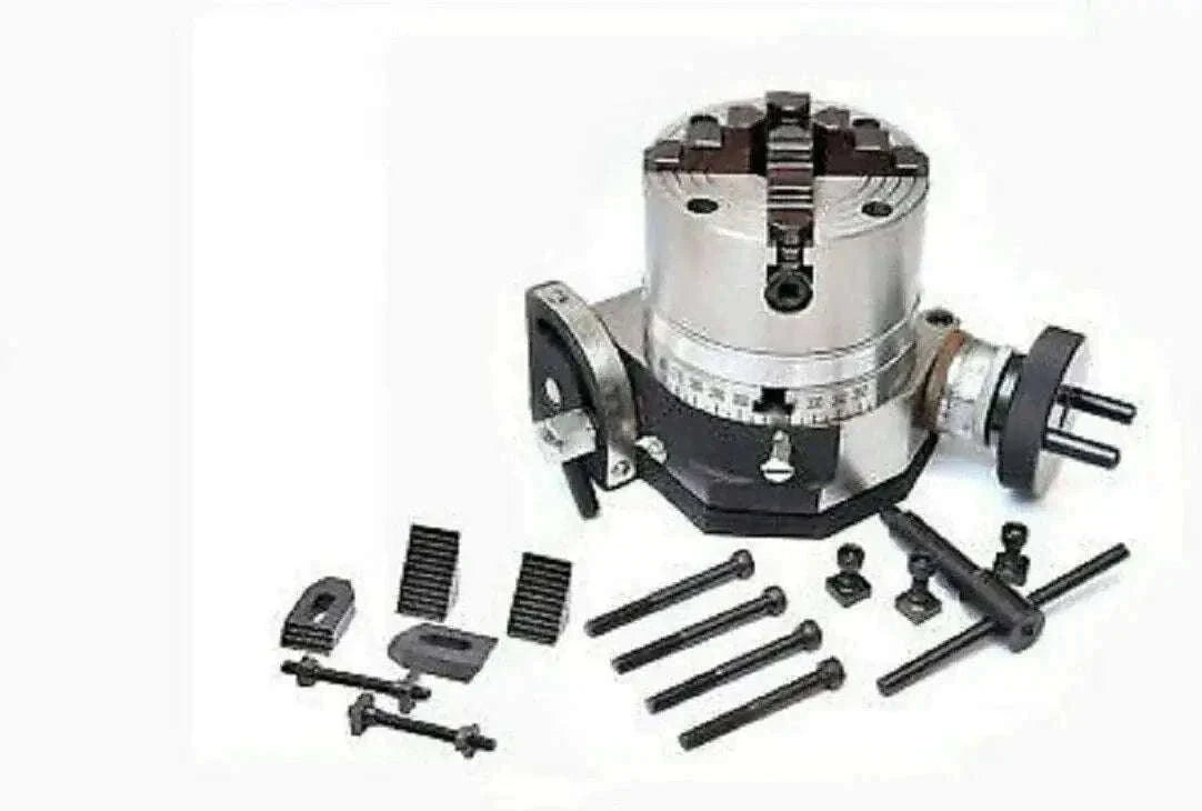 New Tilting Rotary Table 4/100mm with 50mm Chuck, Tailstock M6 Clamping Kit Set Best Spare Store