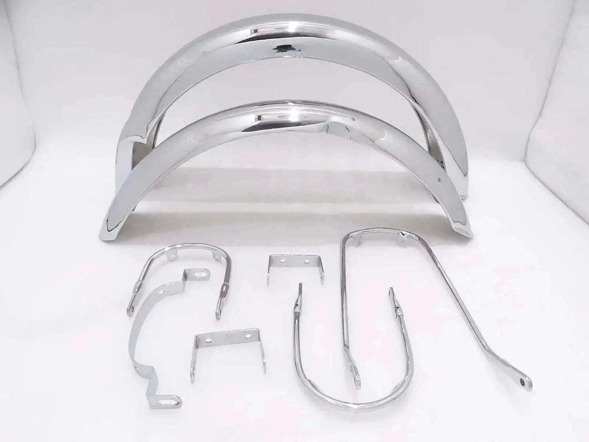 New TRIUMPH T140 FRONT & REAR CHROME MUDGUARDS WITH STAYS AND BRACKETS Best Spare Store
