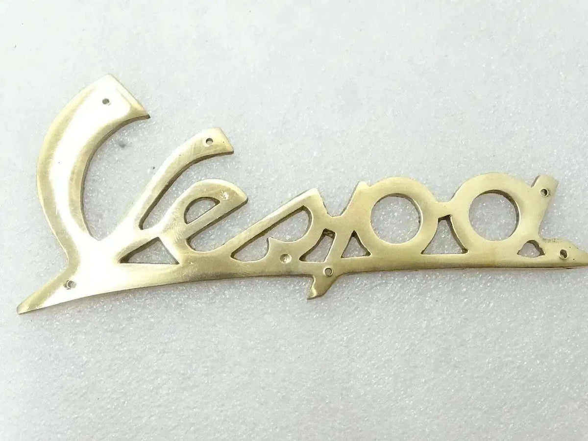 New Vespa Brass Legshield Script Badge With Rivets VBB VBA Super Sprint Best Spare Store
