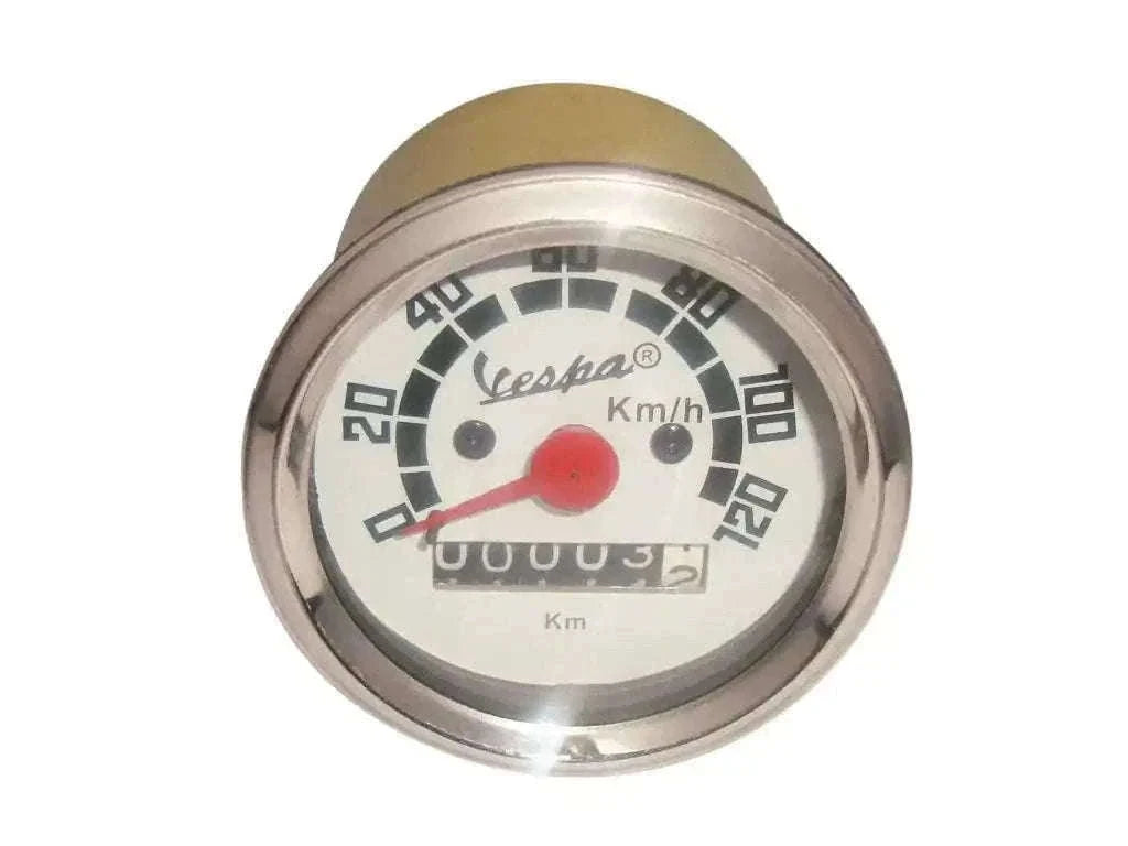 New White Face Speedometer (0-120 Kmph) for Vespa Models Best Spare Store
