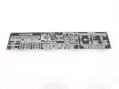 New WILLYS JEEP ALUMINIUM TRANSFER CASE INFORMATION PLATE Best Spare Store