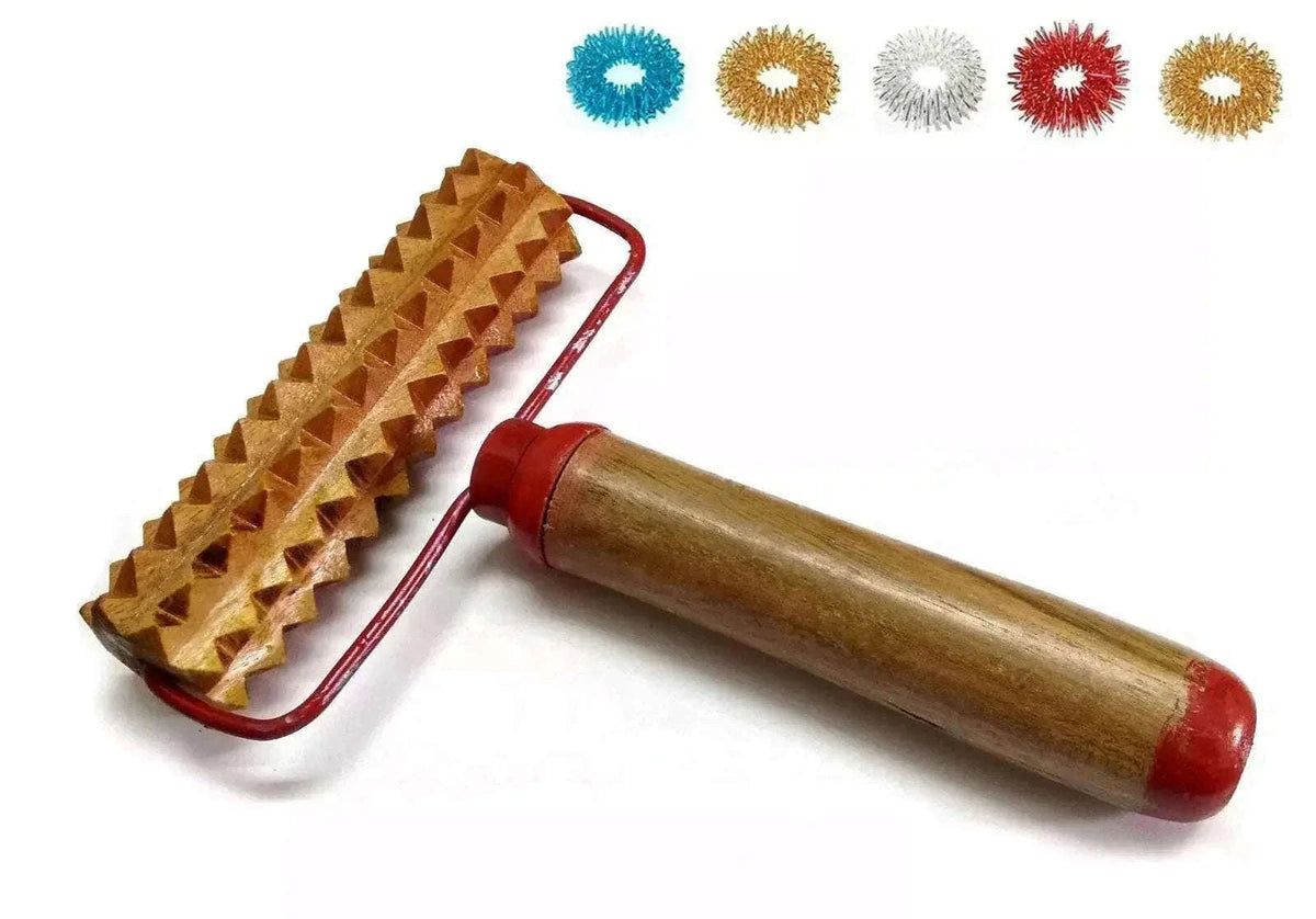 New Wooden Hand Roller Massager - Acupressure Pyramidal Energy Therapy Best Spare Store