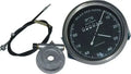 Black-faced analog speedometer with chrome bezel, cable and mounting ring