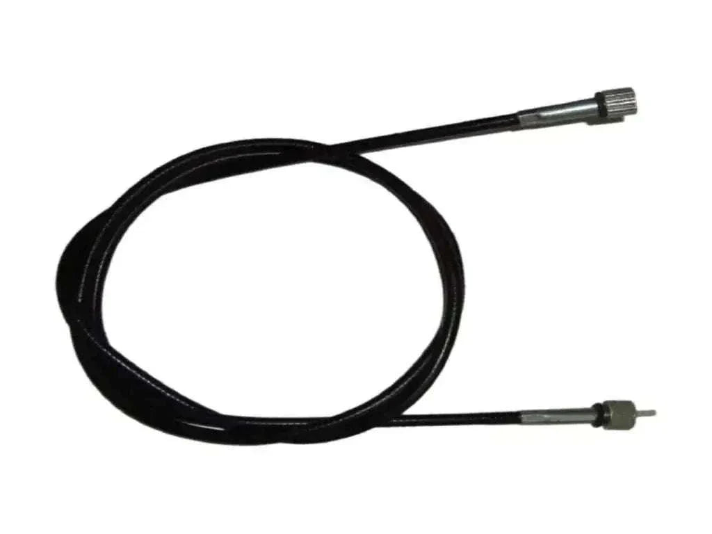 Black speedometer cable with metal ends and flexible housing