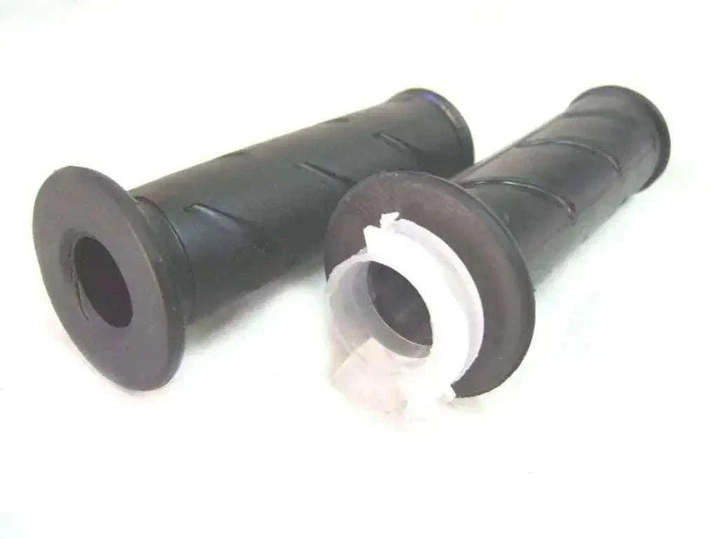 Royal Enfield throttle handlebar grips, black rubber with open-ring insert