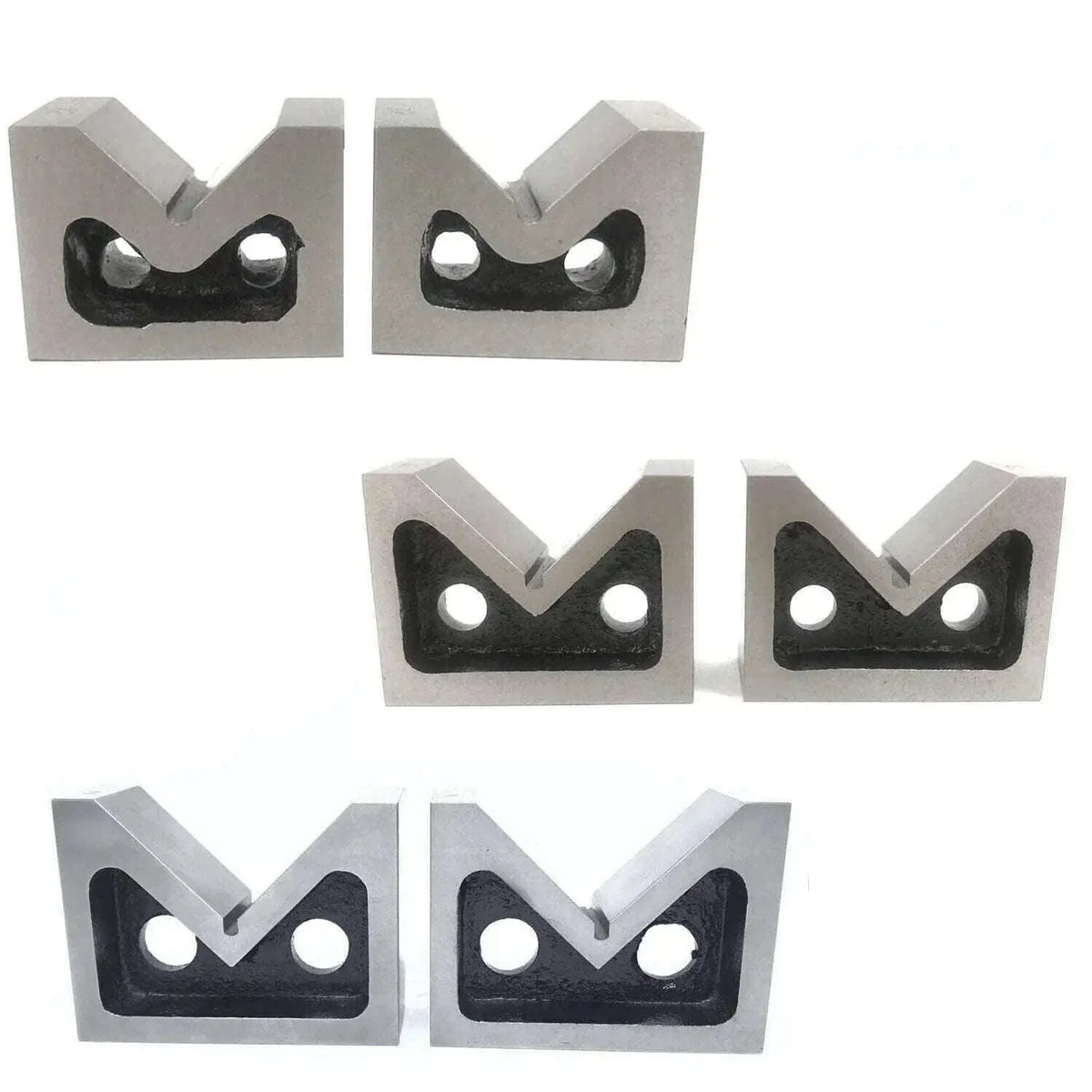 Vee Block Set 2 Pcs All Sizes 2 3 4 Inch Without Clamp Steel Cast Iron Pair - bestsparestore