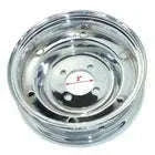 Chrome wheel rim center area with bolt pattern and polished circular finish